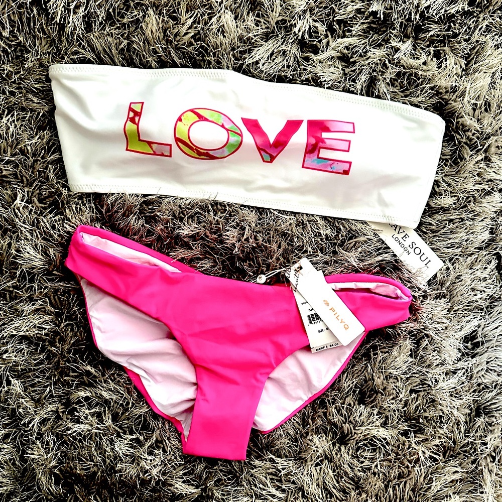 COPY - NWT PilyQ full swim bottom with ruched back!  So cute!